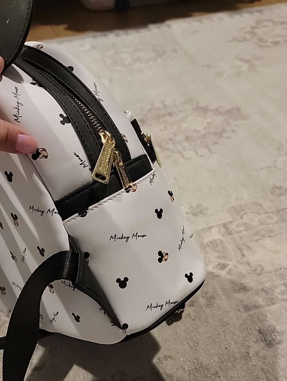 Loungefly White Mickey Mouse Mini Backpack with Black Ears